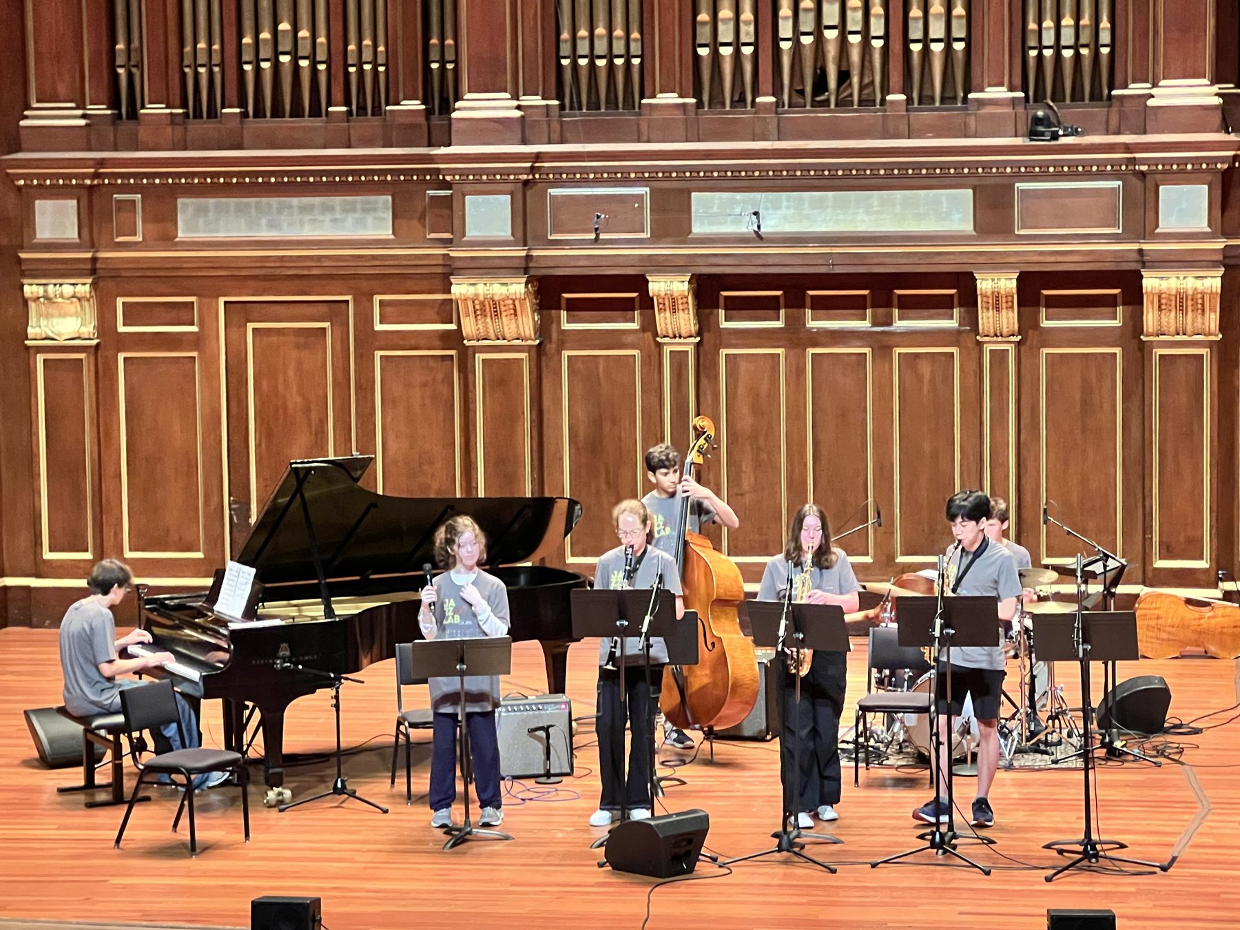 Jazz band rehearsal on stage