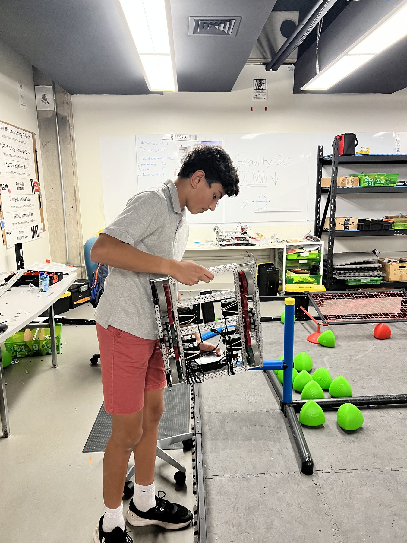 Building a robot alone in the workshop